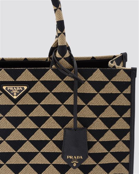 large prada symbole jacquard fabric handbag price|Large Prada Symbole Embroidered Fab.